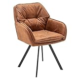 invicta INTERIOR Drehbarer Retro Design Stuhl MR. Lounger Hellbraun mit Armlehne Esszimmerstuhl Drehbar
