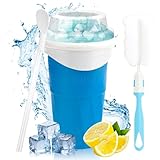 Tapvai Slushy Maker, Slush Becher, Eis Zum Kneten Slushy Becher, Quick Frozen Magic Cup, Silikon Slushy Maker Cup, Slush Cup Mit Strohhalmlöffel für Diy Cola Oder Saft