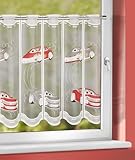 KAMACA Bistrogardine Scheibengardine Kindergardine in der Breite kürzbar Kurzstore transparent Kinderzimmer Kind Junge Mädchen (HxB 60x150 cm Auto)