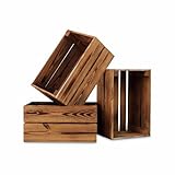 PINEEA Holzkiste Klein - Weinkisten Holz - Deko Holzkisten - Weinkiste Holzbox – Obstkiste Vintage – Kiste Geflammt 30x20x15