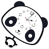 HAMPPLIES Cartoon Panda Clock Schreibtisch Wand hängend ästhetisch für Retro Mini Bürouhr herrenuhren Panda-Uhr Wohnzimmer Uhr Schlafzimmer Uhren Kinderzimmeruhr Elegante Schlafzimmeruhr Abs