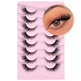 Wimpern Wispy Lashes Fox Eye Lashes Künstliche Wimpern Natürlicher Look Clear Band Lashes Cat Eye Fake Wimpern Weiche Faux Mink Wimpern von GVEFETIEE 8 Paare (5-16MM)