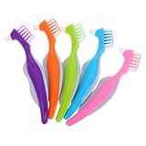 OUNONA 5Stücke Teiliges Zahnbürsten für Zahnersatz Sanfte Prothesenbürsten Format für Senioren und Unterwegs Bunten Farben