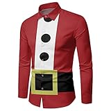 QINQNC Herren Weihnachten Gifts Kurzarm T-Shirt Fitness Männliche -Winter-Weihnachtshemden Langarm Volldruck Festliche Lustige Hemden mit besonderer Herren Lustige Rentier Frohe (Wine, XXL)