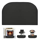 Yallmie Feuerfeste Kaminmatte Halbrund, Faltbare Feuerfeste Unterlage Funkenschutzplatte für Kaminofen, Hitzeschutzmatte Feuerfeste Bodenschutzmatte Feuerschutzmatte Grillmatte Vor Funken (50x80cm)