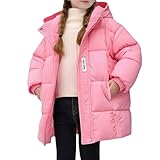 Kinder Winterjacke Mädchen Daunenjacke Leicht, Steppjacke Lang übergangsjacke Herbst Wintermantel Warm Herbstjacke Elegant Thermojacke mit Kapuze Outdoor Hybridjacke Einfarbig Jacke Soft Stadionjacke
