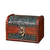 EURDFHY schatztruhe Schatztruhe Schmuckkästchen Etui Dekorative Aufbewahrungsbox Holz Schmuckschatulle for Geburtstagsanhänger Ringe Mädchen Freundin(Brown Green)