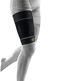BAUERFEIND, 1 Paar Sport Kompressions-Oberschenkelbandage, Unisex, Rechts und Links tragbar, Für Ball- und Ausdauersportarten, Stärkung der Muskulatur, Gr. L lang, Schwarz, 29345721700033