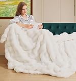 Kuscheldecke Flauschig Decke 150x200 cm Beige Sofadecke Plüschdecken Kunstfell Felldecke Creme Kuschelig Warme Decke Wohndecke Fleecedecke Bett