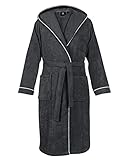 LAYNENBURG Bademantel Herren Frottee - Kapuze - Lang - 100% Baumwolle (360g/m2) - OEKO TEX Standard 100 - Größe (XL, Anthrazit)