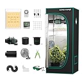 Mars Hydro Growzelt Komplettset,TS600 Vollspektrum Grow Lampe,60X60X140cm 1680D Hoch Reflektierend Mylar Grow Box Komplettset,mit 4' 205 CFM Ruhiges und Effizientes Belüftungssatz,10-Gang-Lüfter