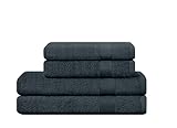 CAMRY Handtuch Set 4-teilig - 2 Badetücher 70x140 cm und 2 Handtücher 50x100 cm aus 100% Baumwolle 500 g/m² - weiche und saugstarke Tücher in Farbe Anthrazit