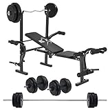 ArtSport Multifunktion Hantelbank Set ProfiGym 1000 & 3in1 Hantelset mit 60 kg Gewichten - Trainingsbank klappbar Kurzhantel Langhantel Curlhantel Kraftstation, Schwarz