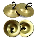 2 Paar Fingerbecken, Fingerzimbeln, Fingerbecken Instrument, Finger Becken, Bauchtanz Finger Messing Musikinstrument Rhythm Maker für Tänzer Abend Party (Gold)