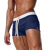 DBMZV Herren Badehose Kurz Eng Badeslip Klassisch Sommer Badeshorts für Männer Schwimmhose Farbblock Freizei Strandhose Atmungsaktiv Schnelltrocknend Swim Wassersport Sommerhose