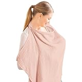 Jushion Musselin-Abdeckung zum Stillen von Babys,Stilltuch für Unterwegs,Stillumhang,Stillschal Stillschürze, Stillbezug mit starrem Reifen,Nursing Cover,Aprikose (Rosa)