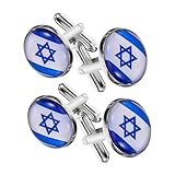 GALPADA 4 Stück Israelische Manschettenknöpfe Teilig Flagge Herren Hemd Schmuck Edel Leichte Kleidung Accessoires Modisch Langlebig