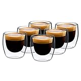 GLASWERK Design Espressotassen Set (6 x 80 ml) - doppelwandige Espressogläser 80 ml - doppelwandige Borosilikatgläser - Espressogläser Set spülmaschinenfest