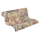 A.S. Création Livingwalls Tapete 396531 mit Palmenblättern in Gelb, Rot, Grün, Braun - hochwertige florale Tapete mit Design für Wohnzimmer - 10,05m x 0,53m - Made in Germany