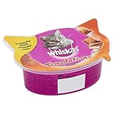 Whiskas Knuspertaschen für ausgewachsene Katzen - kalorienarme Knusper-Snacks für Katzen in der Geschmacksrichtung Rind / 8 Schalen (8 x 60 g)
