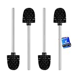 Ibergrif 4 Stück Klobürste Schwarz, WC Bürsten mit 8 cm Durchmesser, Abnehmbare Bürstenköpfe, Toilettenbürste mit Edelstahlstiel, M34155