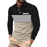Fannyfuny Herren Shirt Langarm Lässige Knopfleiste Arbeits Golfhemd Basic T-Shirt Mit Knopfleiste Business Polohemd Blousonshirt Slim Fit Basic Polohemd Outdoor Leichter Taktischer Pullover