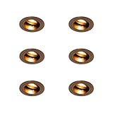 Qazqa - Set mit 6 Einbaustrahler dunkelbronze rund dreh- und kippbar - Chuck I Wohnzimmer I Schlafzimmer - Aluminium - LED geeignet GU10