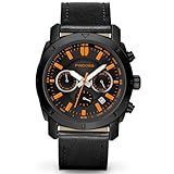 PINDOWS Herrenuhren, Herren-Chronograph, großes Zifferblatt, modische Quarzarmbanduhr mit Edelstahl- oder Lederarmband.