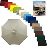 Ersatzdach für 3,0 m/2,8 m/2,7 m/2,3 m/2,0 m Regenschirme, UV-Schutz 50+, windabweisendes Gewebe, ideal für Strand, Terrasse, Garten, kompatibel mit 6/8 Rippen