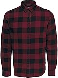 Kariertes Holzfäller Hemd Basic Langarm Flanellhemd Freizeit Karo Slim Fit Shirt Baumwolle ONSGUDMUND, Farben:Rot, Größe Hemd:M