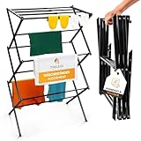 TIMELEOS Wäscheständer klein klappbar – platzsparender & Kleiner Wäscheständer, klappbar, 6 Ebenen & 11 Stangen, für Badewanne, Balkon, Tür & Dusche, ausziehbarer Wäsche Turm
