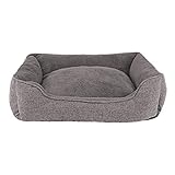 lionto Hundebett meliert Hundekissen Hundekörbchen Bezug abnehmbar (S) 75x60 cm Grau