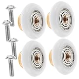 Kisangel 4 Stück Teiliges Duschschiebetür Kupferachse Edelstahl Nylon Rostfrei Geschwungene Gleiträder Ersatzteile für Badezimmer Duschtüren Langlebig und Platzsparend