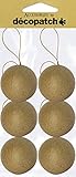 Decopatch NO006O Weihnachtskugel aus Pappmaché, 6,5 x 6,5 x 6,5 cm zum Verzieren und Aufhängen, perfekt für Weihnachtsdeko, M, 6er Set, Kartonbraun