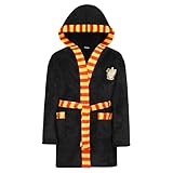 Harry Potter Bademantel Kinder Jungen und Mädchen, Fleece Morgenmantel für Kinder mit Kapuze (DE/NL/SE/PL, Numerisch, 164, Regular, Nacht-Schwarz)