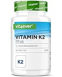 Vitamin K2 MK7-365 Tabletten - 200 µg pro Tablette - All-trans Gehalt 99,7% MK-7 Menaquinon - Hochdosiert - Ohne unerwünschte Zusätze- Vegan