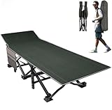 OVERMONT Klappbar Feldbett Faltbar Campingbett - Camping Bett 190 x 71 x 36 cm - bis 250kg Belastbar - 2400D Oxfordgewebe mit Seitentasche Tragetasche für Camping Garten Büro Schwarz Grau