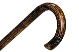 Gehstock für Herren und Damen Bend 89-92 cm - Handgefertigt Wanderstock Holz mit Rutschfestem Gummi