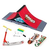 KETIEE Finger Skateboard Ramp Set, Mini Skateboard Ramp mit Fingerboard Skate Park Deck Truck Board Rampenset Spielzeug für Kinder (1810-6A Upgrade)
