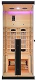 SANOTECHNIK Infrarotkabine BILLUND 1 (für 1 Person, 80×110×190 cm) – Infrarotsauna mit 3 Voll‑Spektrumstrahlern, 6 mm ESG‑Sicherheitsglas, Bluetooth‑MP3, LED‑Farblicht & Touch‑Display, SB40080