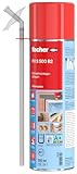 fischer Schnell-Montageschaum PU S 500, Bauschaum für Verfüllung, Dämmung & Isolierung, PU-Schaum inkl. Adapter für sofortigen Einsatz, 500 ml