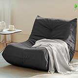 Gazecaia Sitzsack für Erwachsene, moderner Leinenstoff, Kaminstuhl, Premium-Mikrofaser, Raupen-Sofa, Couch, Ecksofa Togo für Wohnzimmer/Schlafzimmer/Salon/Büro, Einzelbett, Dunkelgrau