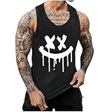 KOG Tank Top Herren Sport Tanktop Sommer Muskelshirt Ärmelloses Laufshirt Grafik Bodybuilding Baumwolle Kleidung Prime T-Shirt Fashion Unterhemd Männer Basic Wandershirt Angebote Schwarz XL