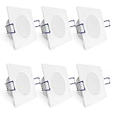 linovum WEEVO 6x Badeinbaustrahler LED dimmbar - 6,5W warmweiß IP44 Wasserschutz - ultra flache & eckige Deckenleuchten 230V
