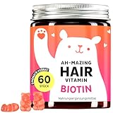 Biotin Gummies Ah-mazing Hair Vitamins für Haare, Haut und Nägel – 5000 µg Biotin, Zink, Vitamine B6, C, E, Folsäure & Jod – 60 Stück (2-Monatsvorrat), Vegan, Bears with Benefits