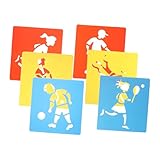 ELAYARD 6 Stück Sport Malvorlagen Teilig Wiederverwendbare Schablonen mit Glatter Oberfläche für Kreatives Zeichnen Fußball Basketball Schwimmen von Fantasie und Kunstfertigkeit