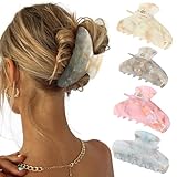Calkkrer 4 Stück Große Akryl-Haarklammern, Haarspange Groß, Haarklammer Dickes Haar, Claw Clip, Large Hair Barrettes, Haarspangen mit Großer Haarklammer