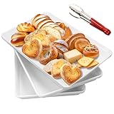 KIMIGO Servierplatte,3 Stück Kunststoff Serviertablett,Rechteckig Servierplatte,Großes Melamin Serviertablett,Fast Food-Tablett für Buffets, Feiern, Picknicks, Frühstück und Snacks, 34.5X 23.9x3.9 cm