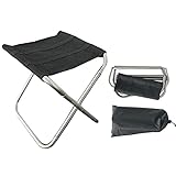 POHOVE Klappbarer Campinghocker, tragbarer Mini-Klapphocker, Camping-Angelhocker mit Tragetasche, zum Angeln im Freien Wandern Rucksackreisen Reisende kleine Hocker, Halten Sie bis zu 308 lbs