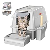 Edelstahl-Katzenklo mit Deckel, geschlossenes, abnehmbares Katzenklo aus Metall, leicht zu reinigen, mit Schaufel und Pedal – für alle Arten von Katzen geeignet